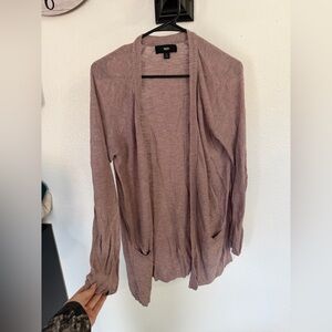 Worthington Mauve Open-Front Cardigan with Pockets